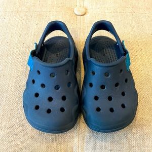 Navy Blue Crocs with side strap. Baby/Toddler size 6